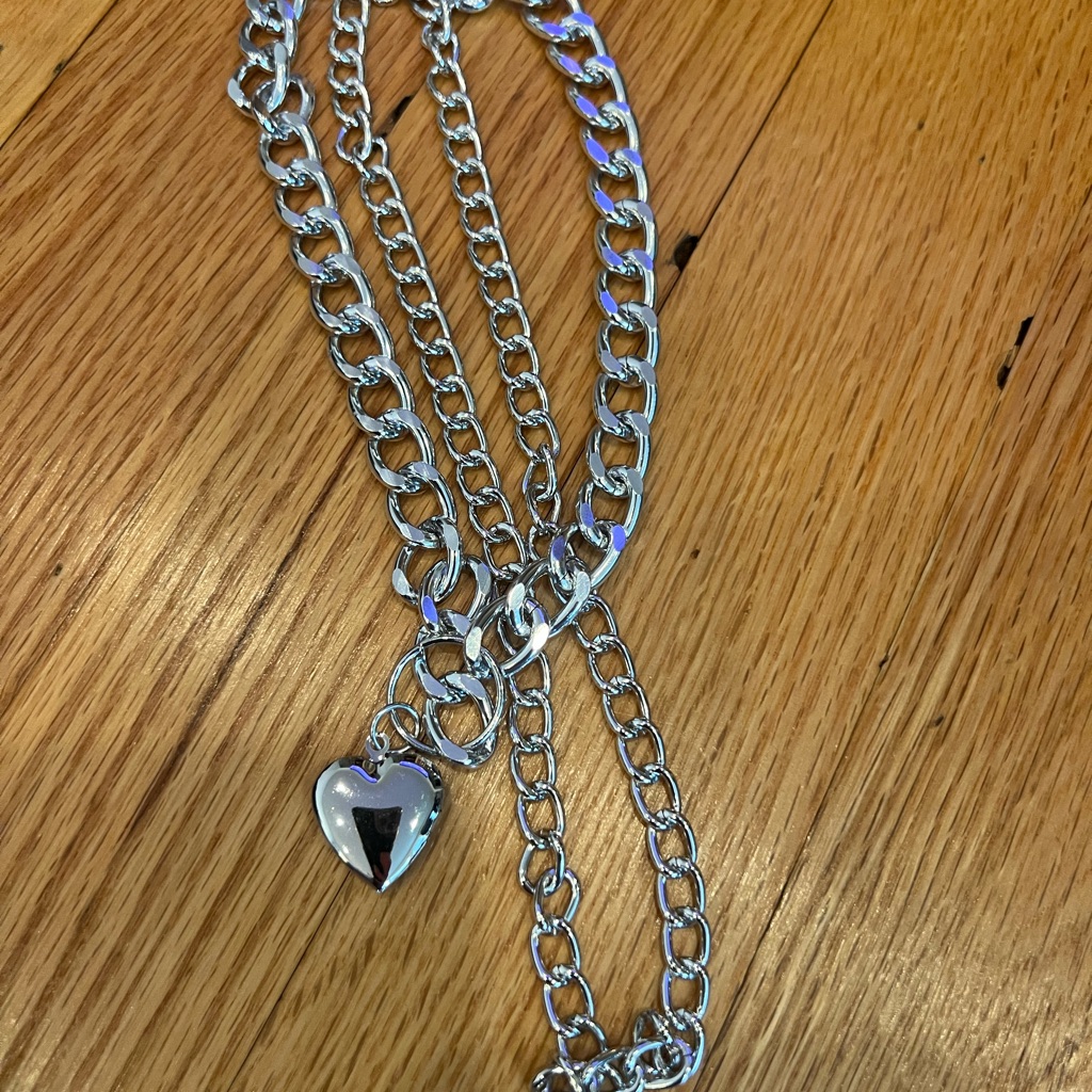 Silver Heart Pendant Chain Necklace